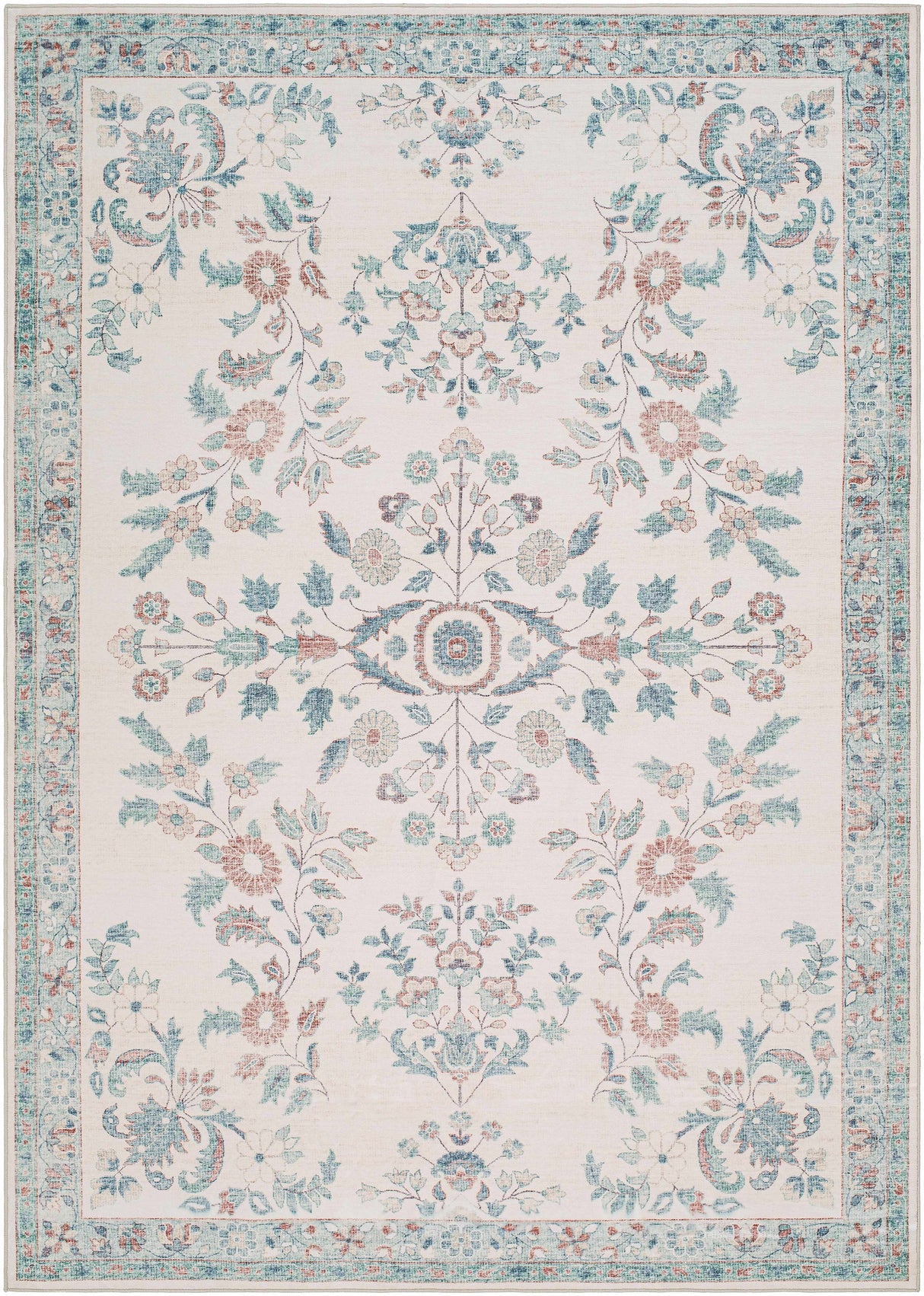 Meyly Pink & Green Washable Area Rug