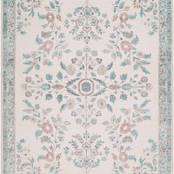 Meyly Pink & Green Washable Area Rug