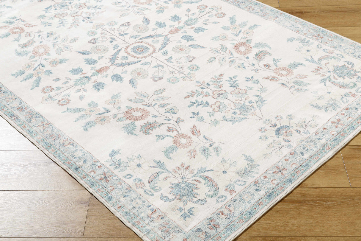 Meyly Pink & Green Washable Area Rug