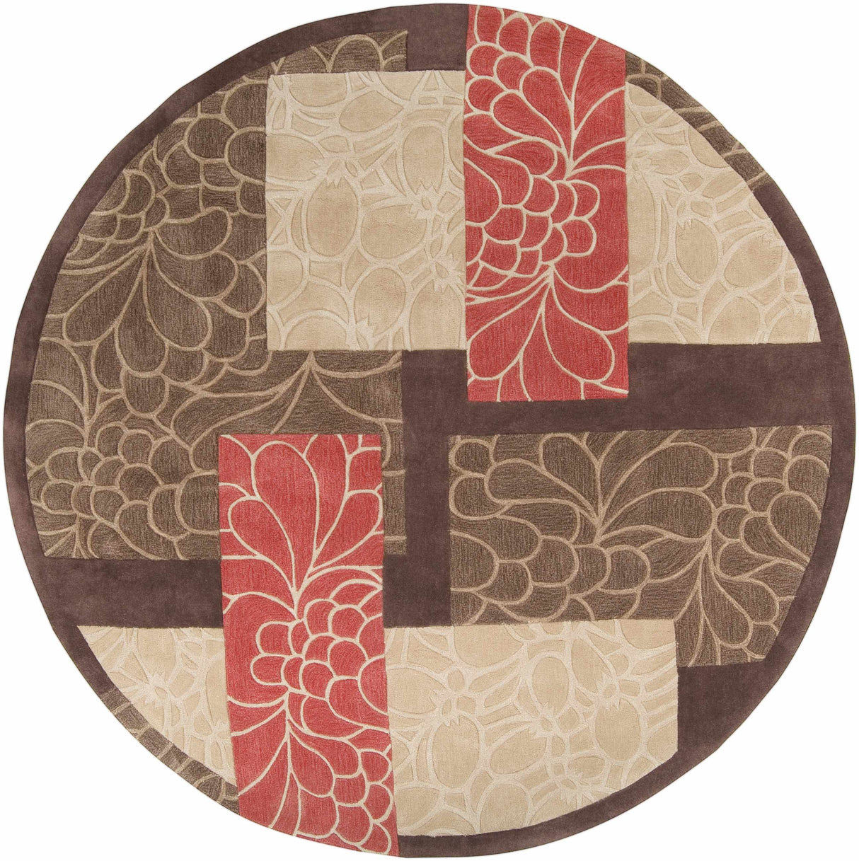 Brick Red-Brown Mosaic Area Rug - Clearance