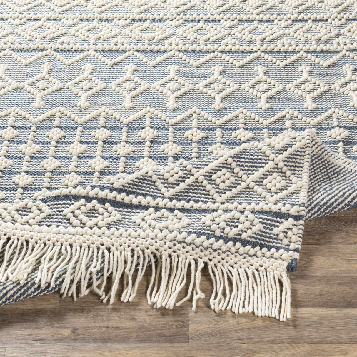 Brothers Blue Wool&Cotton Rug - Clearance