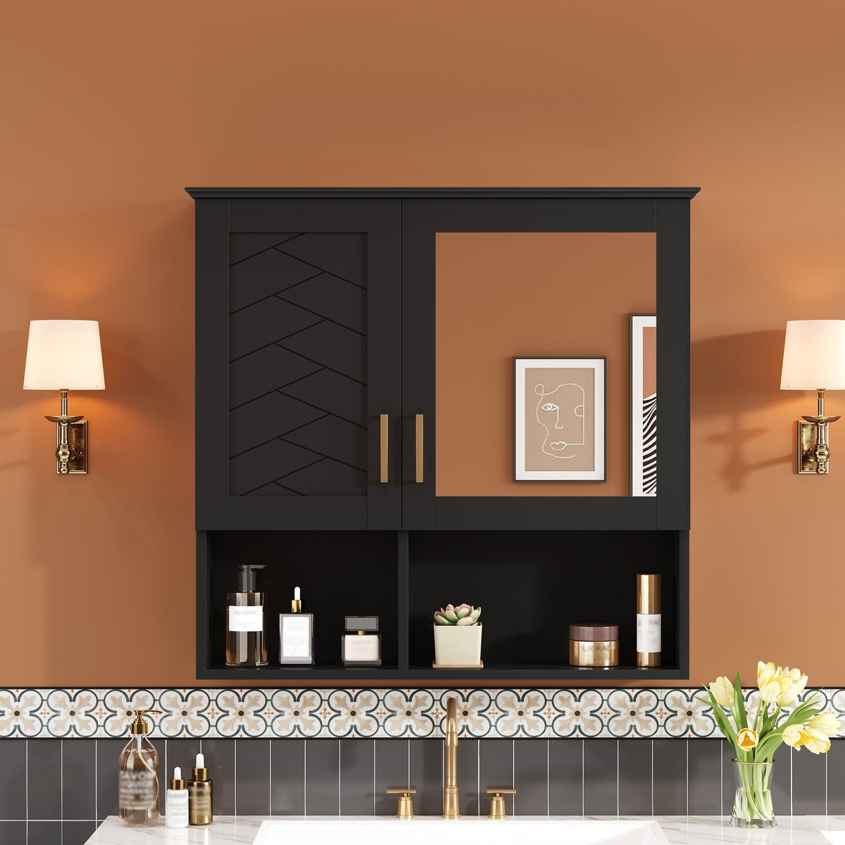 MRS 2 In 1 Wall-Mounted Mirror Cabinet with Adjustable Shelves - view 9