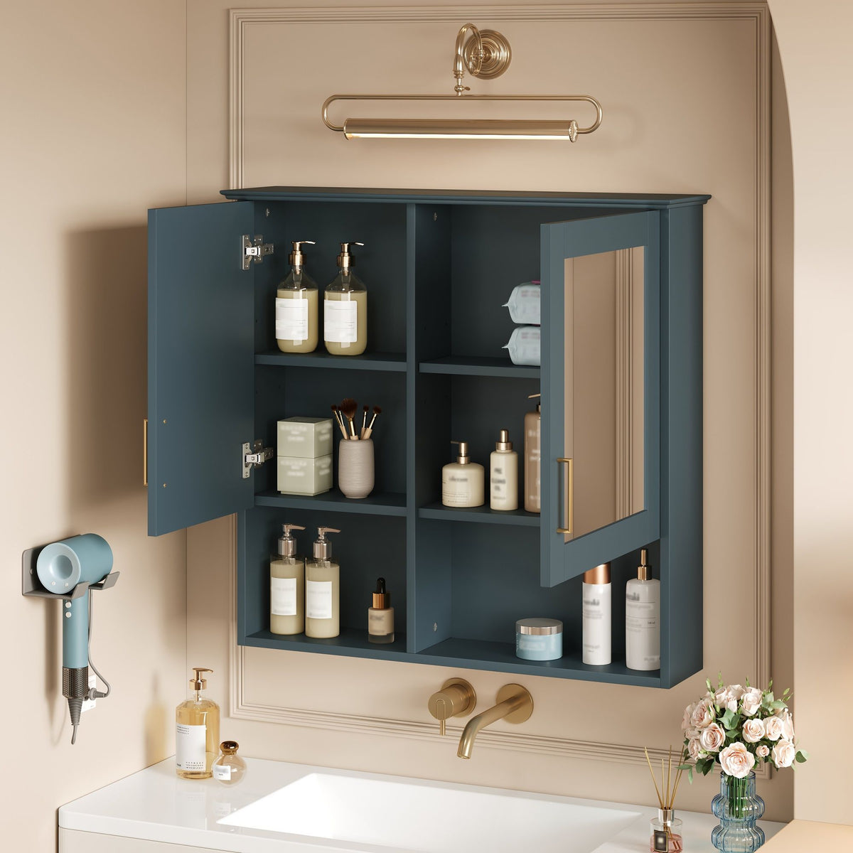 MRS 2 In 1 Wall-Mounted Mirror Cabinet with Adjustable Shelves - view 3
