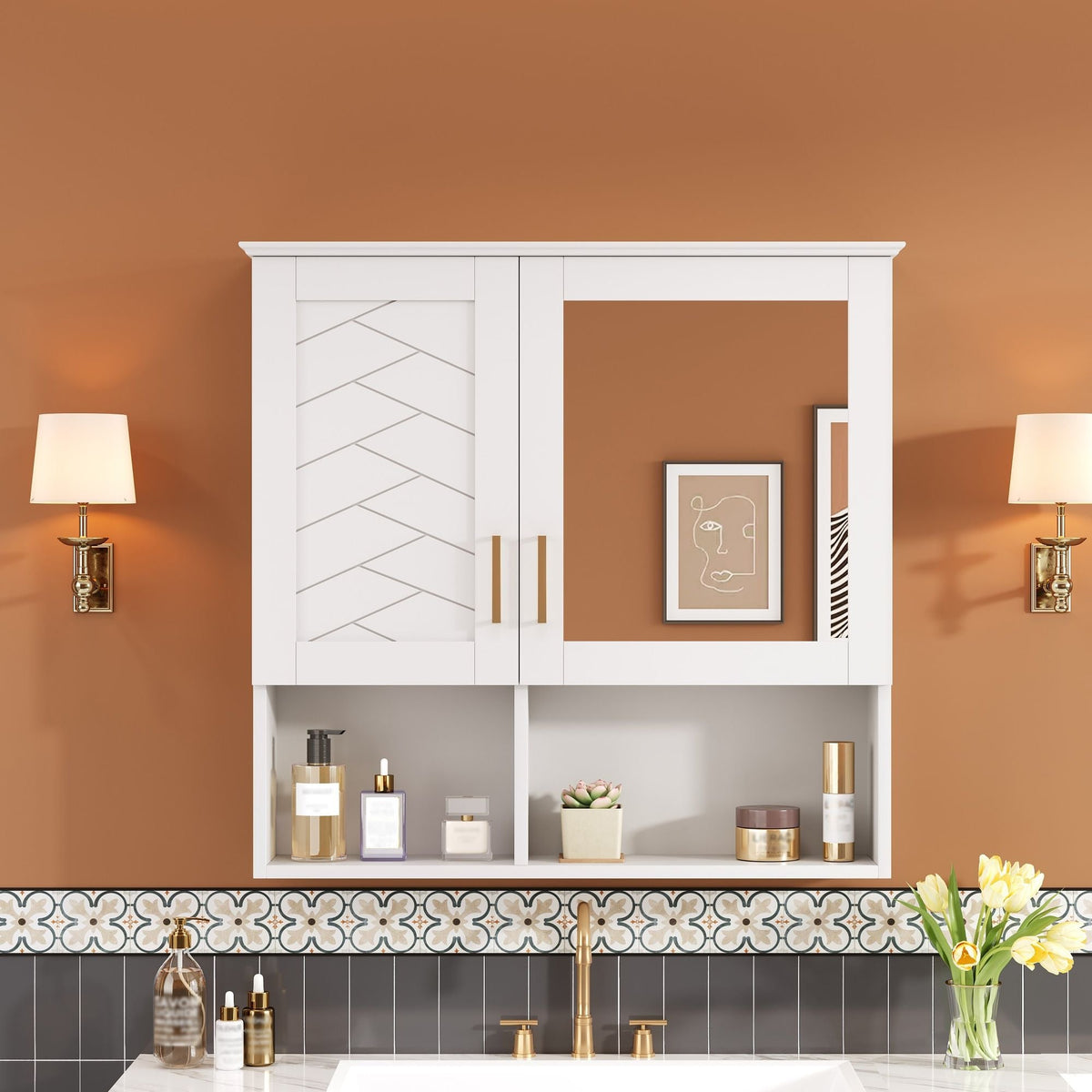 MRS 2 In 1 Wall-Mounted Mirror Cabinet with Adjustable Shelves - view 5
