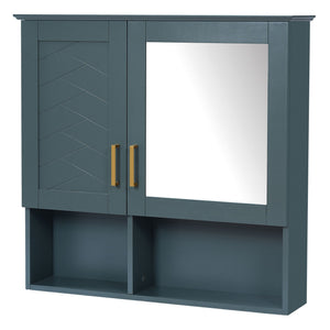 MRS 2 In 1 Wall-Mounted Mirror Cabinet with Adjustable Shelves in Blue