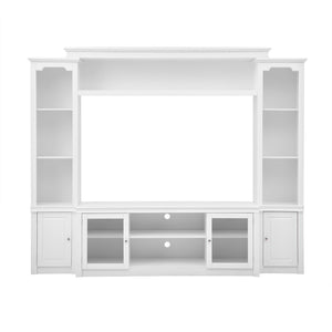 MRS All-In-One TV Stand with Bookcase for TVs Up To 65" in White