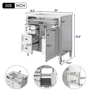 MRS Bathroom Vanity with Ceramic Sink and Multiple Storage Drawers - view 5