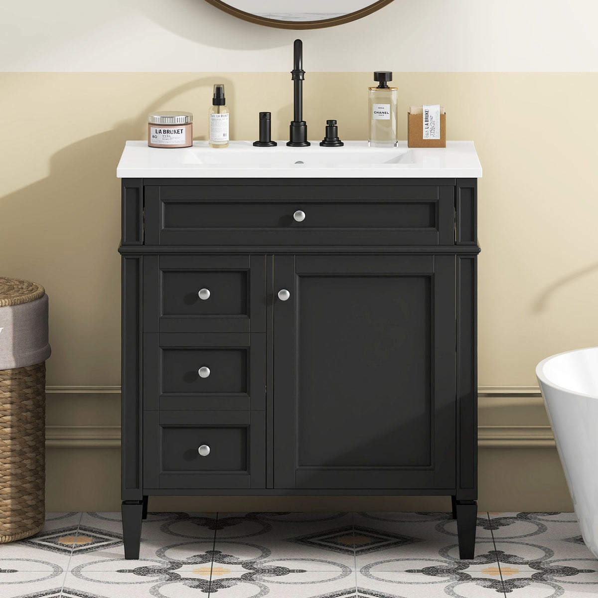 MRS Bathroom Vanity with Ceramic Sink and Multiple Storage Drawers - view 6