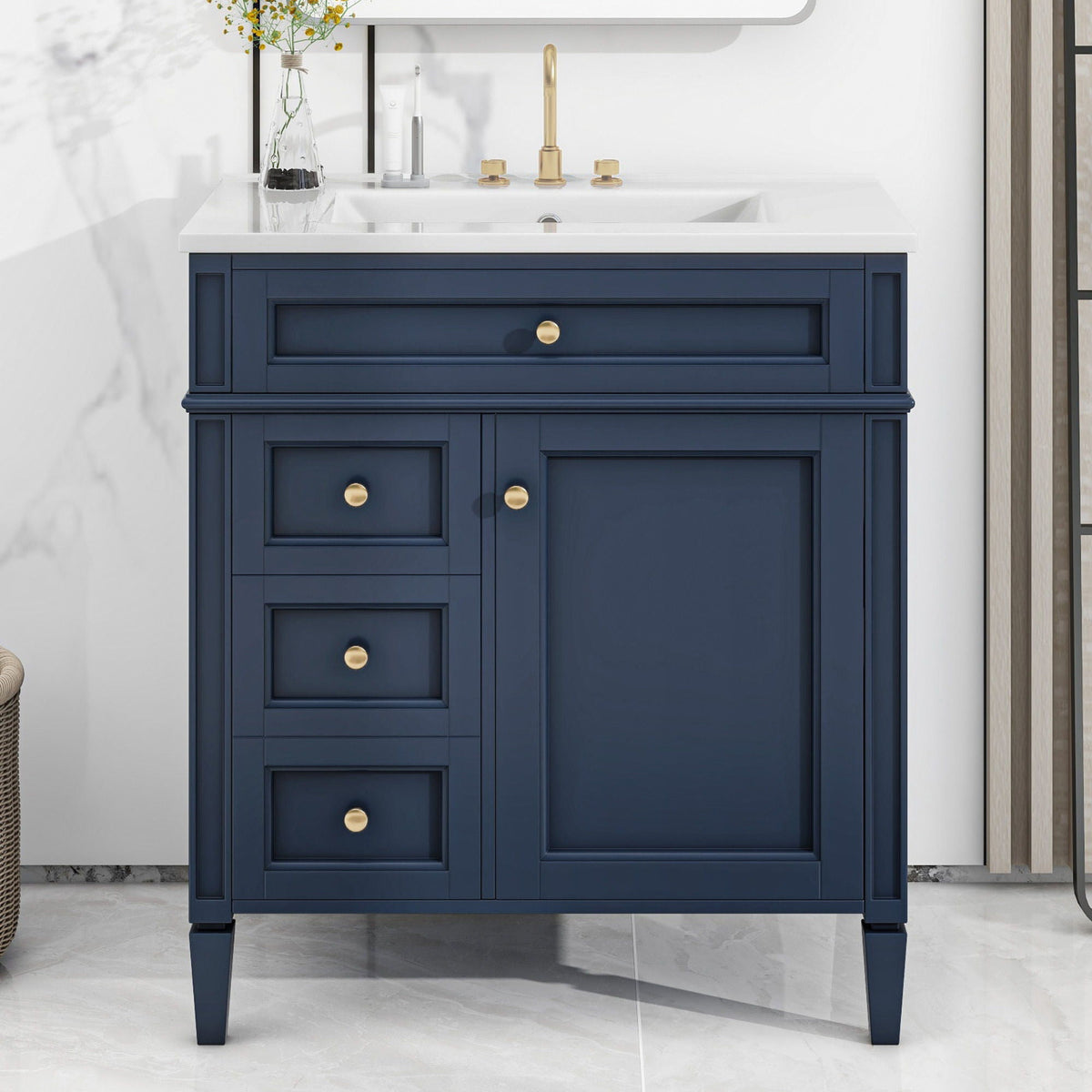 MRS Bathroom Vanity with Ceramic Sink and Multiple Storage Drawers - view 11