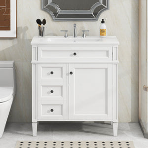 MRS Bathroom Vanity with Ceramic Sink and Multiple Storage Drawers