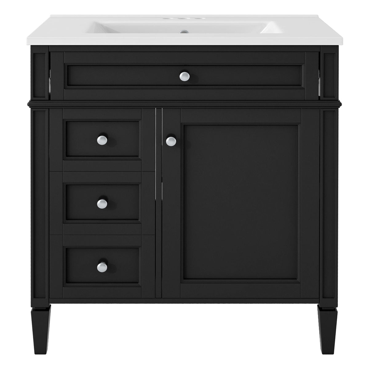MRS Bathroom Vanity with Ceramic Sink and Multiple Storage Drawers in Black