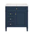 MRS Bathroom Vanity with Ceramic Sink and Multiple Storage Drawers in Blue