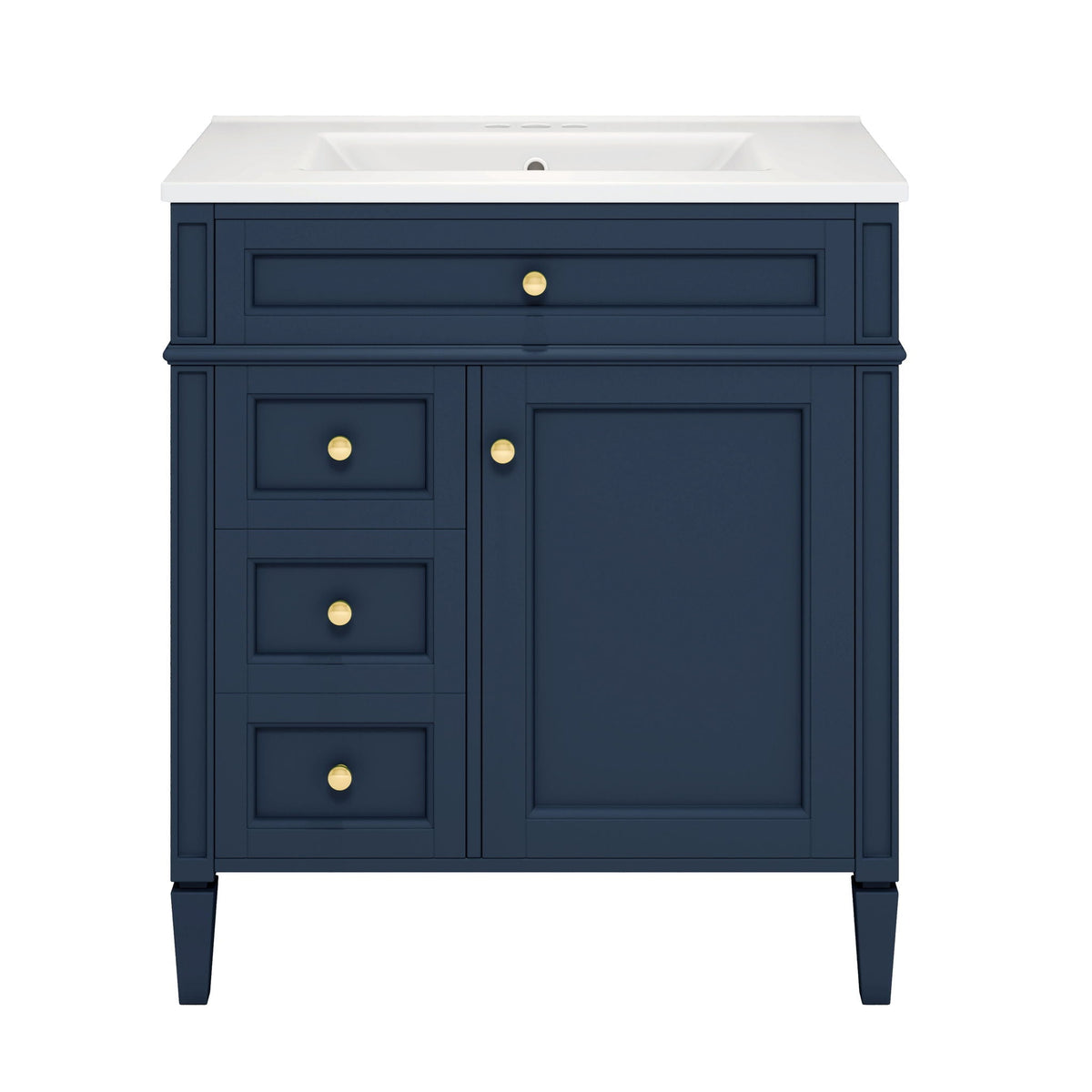 MRS Bathroom Vanity with Ceramic Sink and Multiple Storage Drawers in Blue