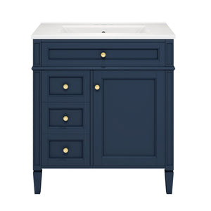 MRS Bathroom Vanity with Ceramic Sink and Multiple Storage Drawers in Blue