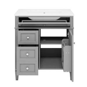 MRS Bathroom Vanity with Ceramic Sink and Multiple Storage Drawers in Dark Gray