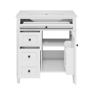 MRS Bathroom Vanity with Ceramic Sink and Multiple Storage Drawers in White