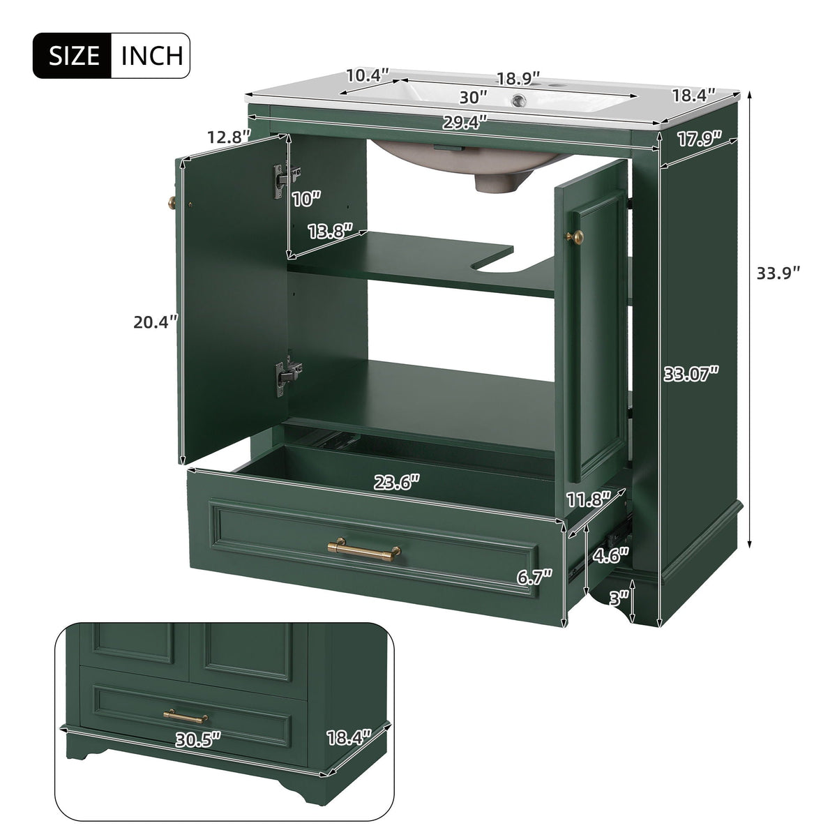 MRS Bathroom Vanity with Sink and Adjustable Shelf - view 5