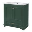 MRS Bathroom Vanity with Sink and Adjustable Shelf in Dark Green