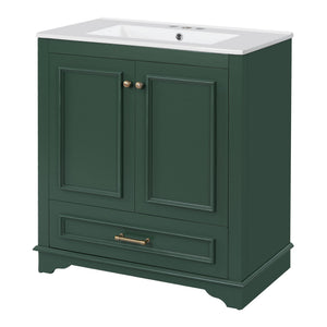 MRS Bathroom Vanity with Sink and Adjustable Shelf in Dark Green