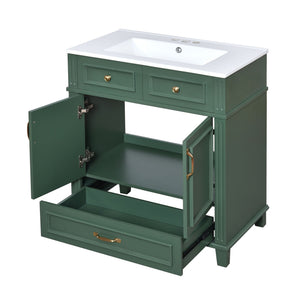 MRS Bathroom Vanity with Sink and Storage Cabinet in Dark Green