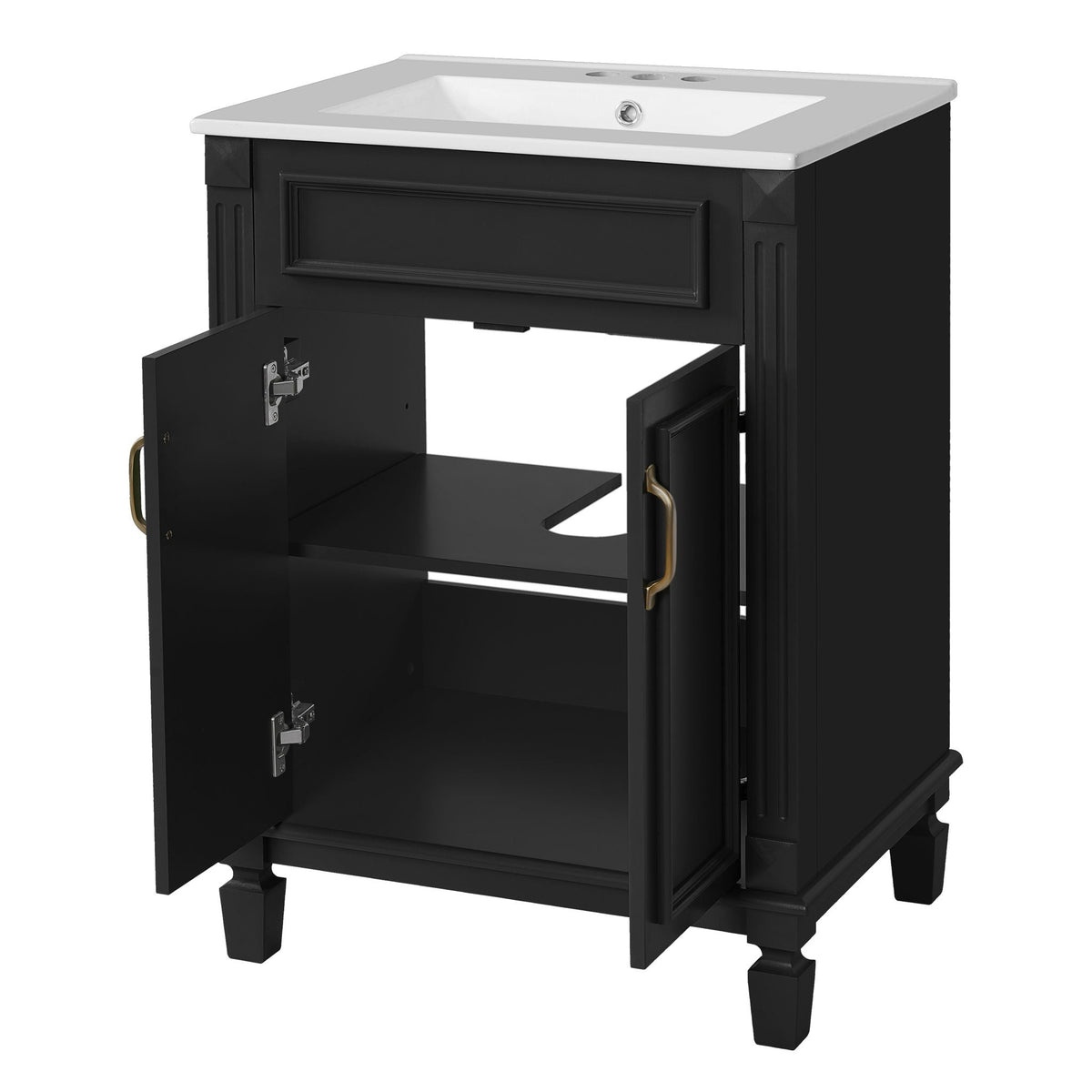 MRS Bathroom Vanity With Top Sink and Soft Closing Doors in Black