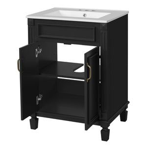 MRS Bathroom Vanity With Top Sink and Soft Closing Doors in Black
