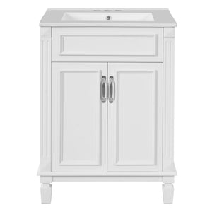 MRS Bathroom Vanity With Top Sink and Soft Closing Doors in White