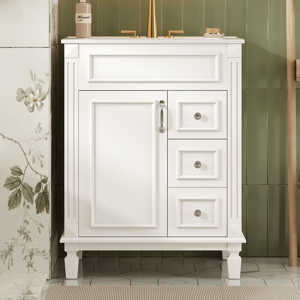 MRS Compact Bathroom Vanity with Ceramic Sink and Storage Drawers - view 5