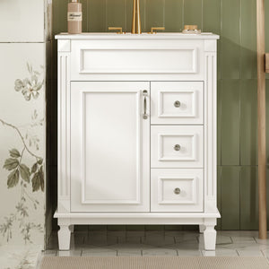 MRS Compact Bathroom Vanity with Ceramic Sink and Storage Drawers - view 5
