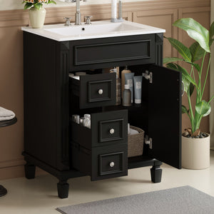 MRS Compact Bathroom Vanity with Ceramic Sink and Storage Drawers - view 9