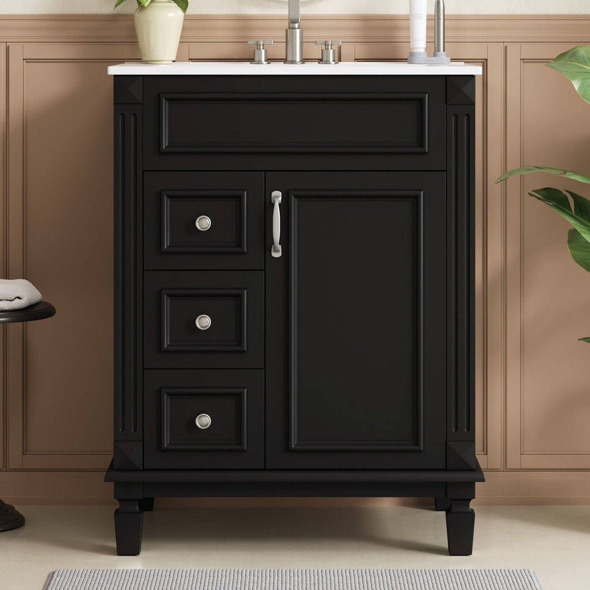 MRS Compact Bathroom Vanity with Ceramic Sink and Storage Drawers - view 10