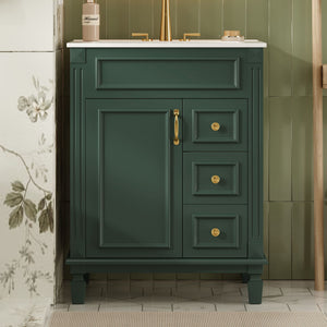 MRS Compact Bathroom Vanity with Ceramic Sink and Storage Drawers - view 15