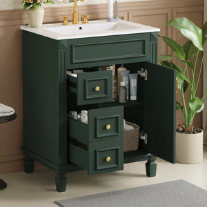 MRS Compact Bathroom Vanity with Ceramic Sink and Storage Drawers - view 16