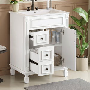 MRS Compact Bathroom Vanity with Ceramic Sink and Storage Drawers - view 17