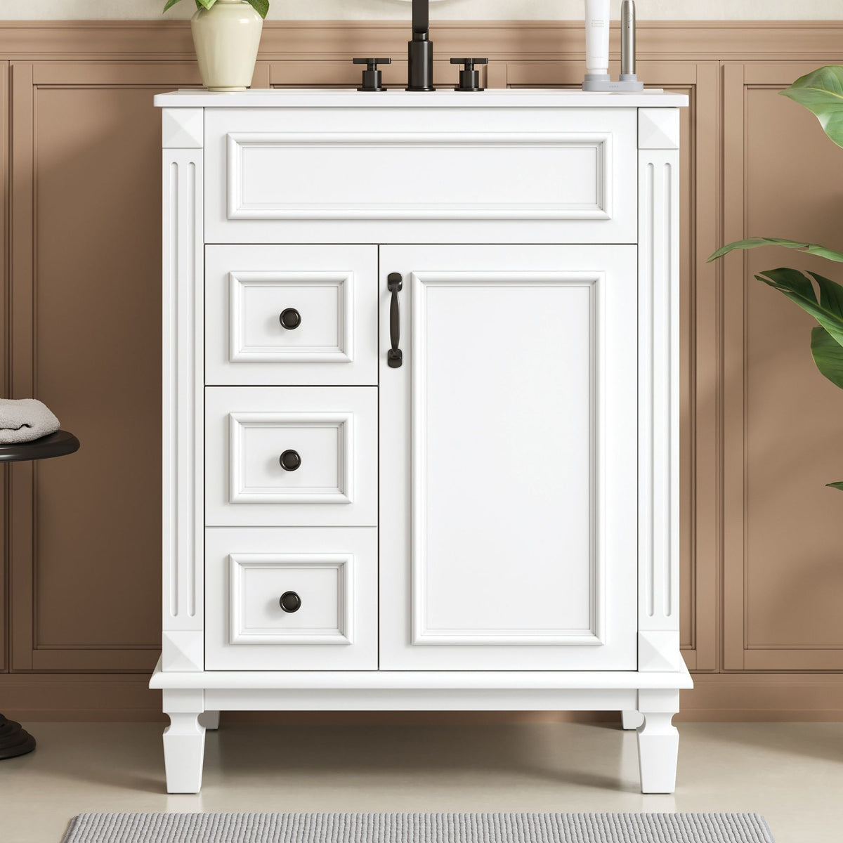 MRS Compact Bathroom Vanity with Ceramic Sink and Storage Drawers - view 18
