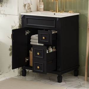 MRS Compact Bathroom Vanity with Ceramic Sink and Storage Drawers - view 3