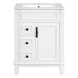 MRS Compact Bathroom Vanity with Ceramic Sink and Storage Drawers in White