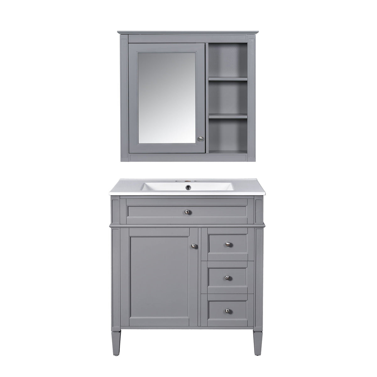 MRS Gray Bathroom Vanity with Ceramic Sink