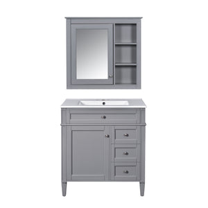 MRS Gray Bathroom Vanity with Ceramic Sink