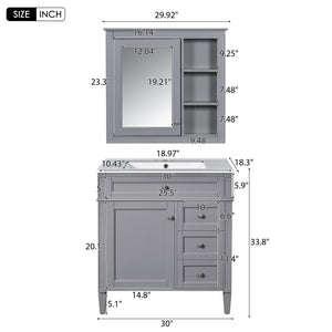 MRS Gray Bathroom Vanity with Ceramic Sink - view 4