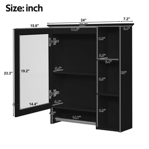 MRS Modern 3 In 1 Bathroom Mirror Cabinet with Adjustable Shelf and Towel Bar - view 2