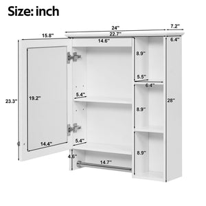 MRS Modern 3 In 1 Bathroom Mirror Cabinet with Adjustable Shelf and Towel Bar - view 6
