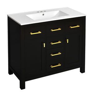 MRS Modern Bathroom Vanity With 36" Resin Sink in Black