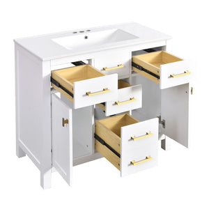 MRS Modern Bathroom Vanity With 36" Resin Sink in White
