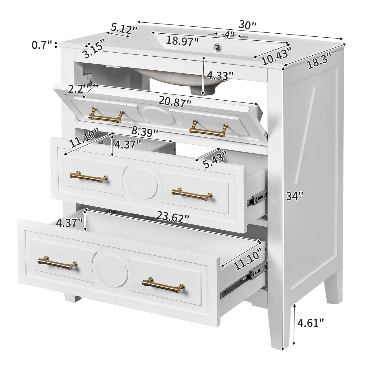 MRS Retro Bathroom Vanity with Sink Combo - view 3