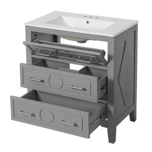 MRS Retro Bathroom Vanity with Sink Combo in Dark Gray