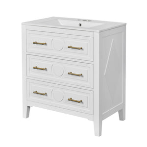 MRS Retro Bathroom Vanity with Sink Combo in White