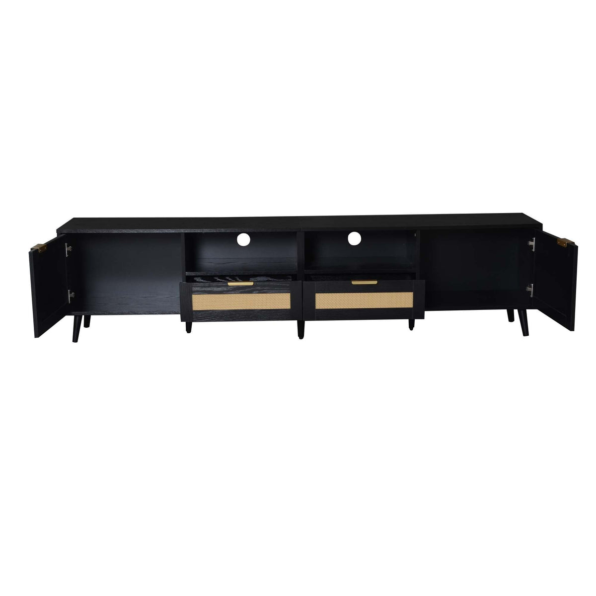 MRS TV Stand Media Console with Cable Management in Black
