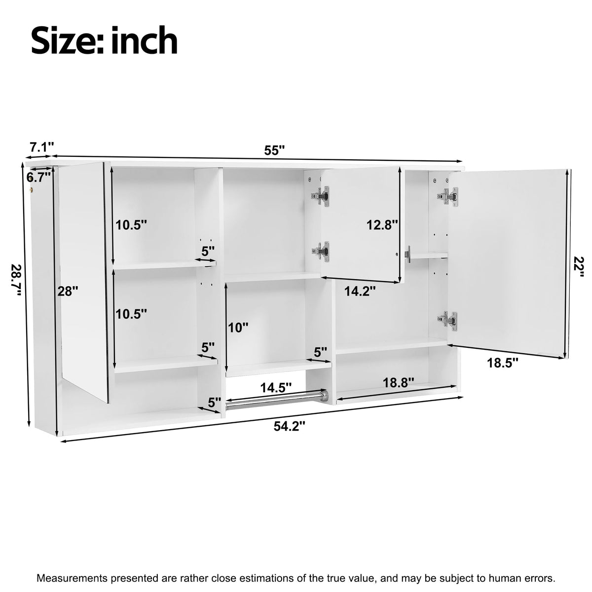 MRS Wall-Mount 3-In-1 Mirror Cabinet with Adjustable Shelf - view 2