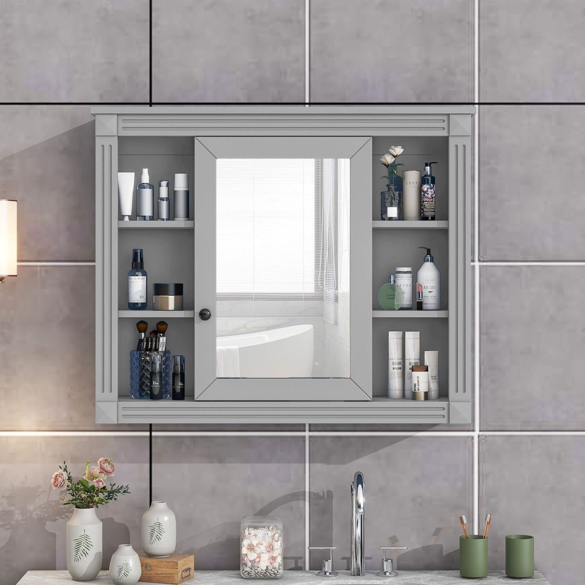 MRS Wall Mounted Bathroom Storage Cabinet with Mirror